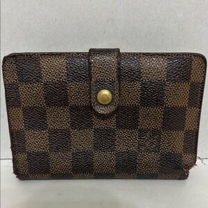 Louis Vuitton Brown Damier Canvas Compact Wallet with Gold Snap *Project piece*